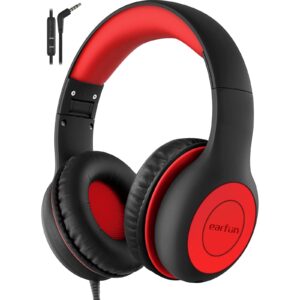noot products Kids Headphones K22 Foldable Stereo Tangle-Free 5ft Long Cord 3.5mm Jack Plugin Wired On-Ear Headset for iPad/Amazon Kindle Fire/Girls/School/Laptop/Travel/Plane/Tablet FlamingoPink