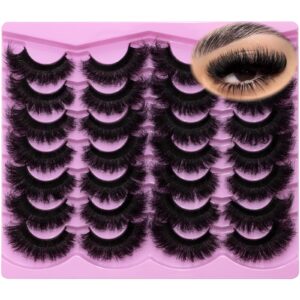 loladook Fluffy Lashes Mink Wispy Cat Eye Faux Mink Lashes Pack Soft Fake Strip Eyelashes 18mm Long Volume False Eyelashes Natural Look